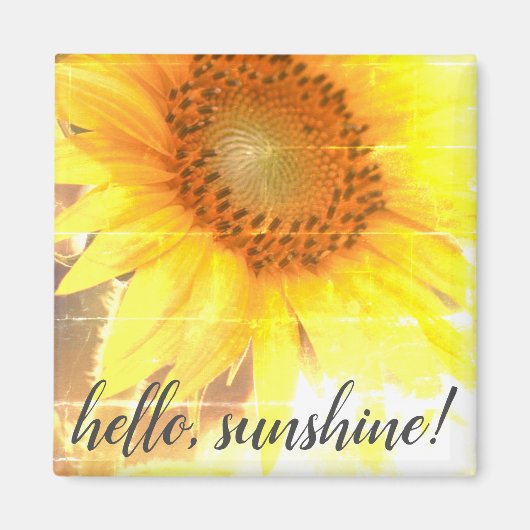 "Hello, Sunshine!" Faded Sunflower Magnet (Voorkant)