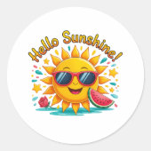 Hello Sunshine  Ronde Sticker (Voorkant)
