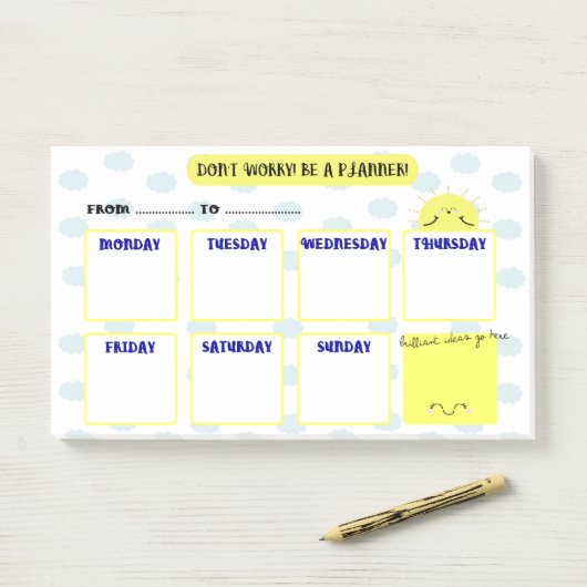 HELLO SUNSHINE - WEEK PLANNER POST-IT® NOTES (Op bureau)
