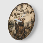 Hello Sweet Cheeks Rustic Bear Funny Lake Cabin Grote Klok (Hoek)