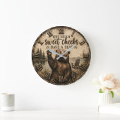 Hello Sweet Cheeks Rustic Bear Funny Lake Cabin Grote Klok (Huis)