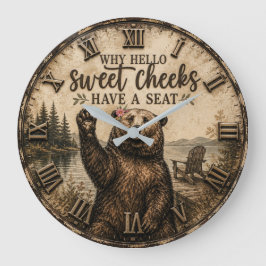 Hello Sweet Cheeks Rustic Bear Funny Lake Cabin Grote Klok