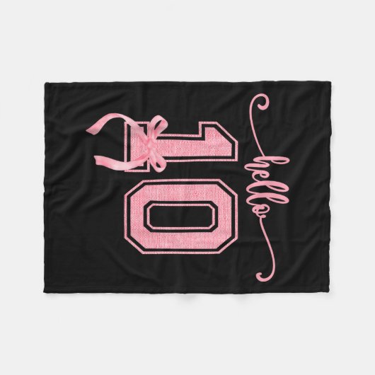Hello Ten Double Digits Cute Coquette Bow 10th Bir Fleece Deken (Voorkant (Horizontaal))