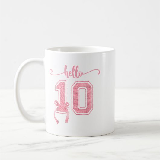 Hello Ten Double Digits Cute Coquette Bow 10th Bir Koffiemok (Links)