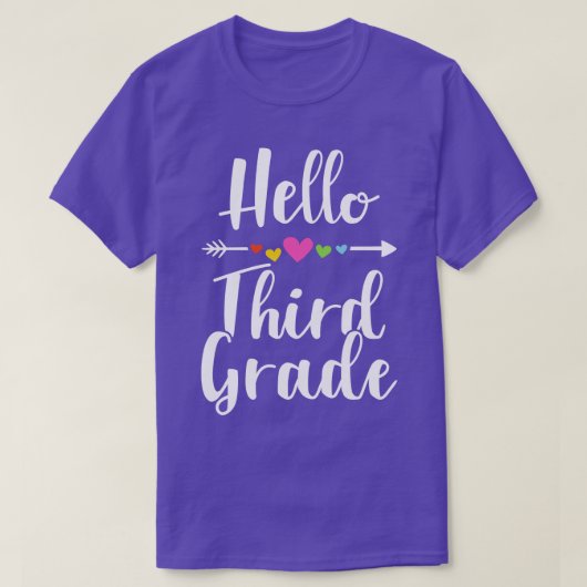 Hello third grade 3rd back school teacher kids t-shirt (Design voorkant)