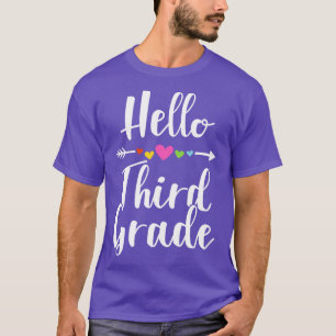 Hello third grade 3rd back school teacher kids t-shirt