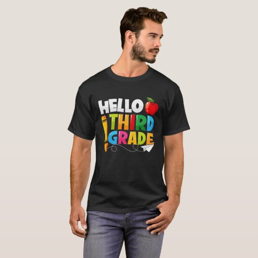 Hello Third Grade  3rd Grade Back To School Kids T-shirt (Voorkant volledig)