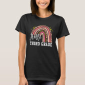 Hello Third Grade 3rd Grade Rainbow Leopard Back T T-shirt (Voorkant)