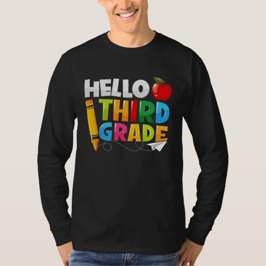 Hello Third Grade Back To School 3rd Grade Boys Gi T-shirt (Voorkant)