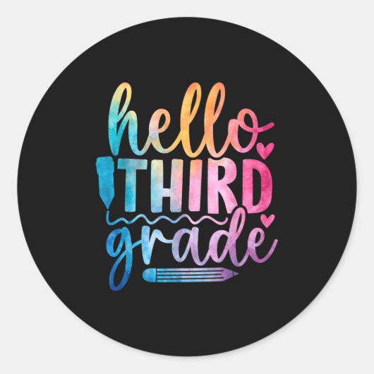 Hello Third Grade Kids First Days Of School Ronde Sticker (Voorkant)
