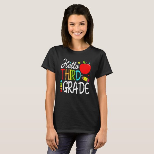 Hello Third Grade Team 3rd Grade Back To School Te T-shirt (Voorkant volledig)