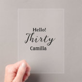 Hello thirty birthday name simple minimal elegant  acryl uitnodigingen (Insitu (Draagbaar))