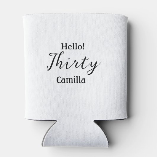 Hello thirty birthday name simple minimal elegant  blikjeskoeler (Achterkant)