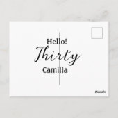 Hello thirty birthday name simple minimal elegant  briefkaart (Achterkant)