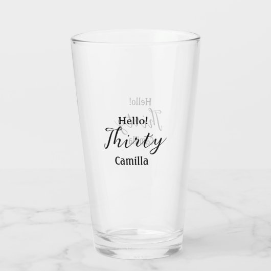Hello thirty birthday name simple minimal elegant  glas (Achterkant)