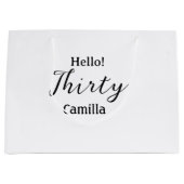 Hello thirty birthday name simple minimal elegant  groot cadeauzakje (Voorkant)