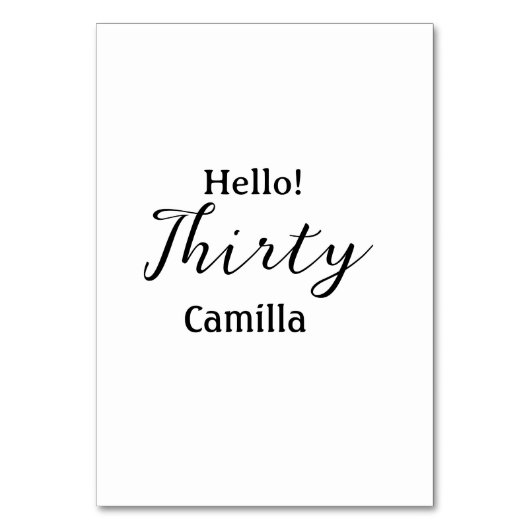 Hello thirty birthday name simple minimal elegant  kaart (Voorkant)