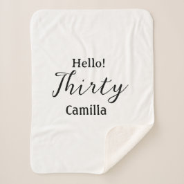 Hello thirty birthday name simple minimal elegant  sherpa deken