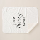 Hello thirty birthday name simple minimal elegant  sherpa deken (Voorkant (horizontaal))