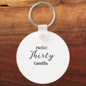 Hello thirty birthday name simple minimal elegant  sleutelhanger (Voorkant)