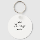 Hello thirty birthday name simple minimal elegant  sleutelhanger (Achterkant)