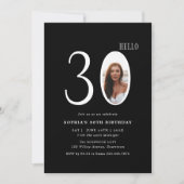 Hello Thirty Black and White Photo 30th Birthday Kaart (Voorkant)