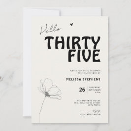 Hello Thirty Five Bold Typography 35th Birthday Kaart