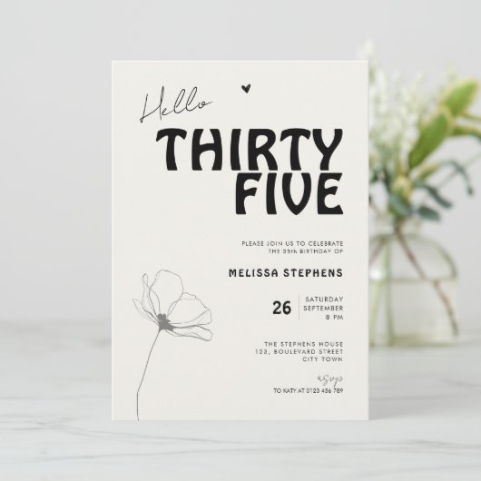 Hello Thirty Five Bold Typography 35th Birthday Kaart (Staand voorkant)