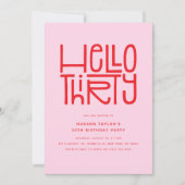 HELLO THIRTY Modern 30th Birthday Kaart (Voorkant)