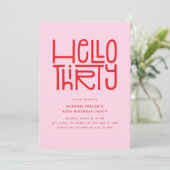 HELLO THIRTY Modern 30th Birthday Kaart (Staand voorkant)