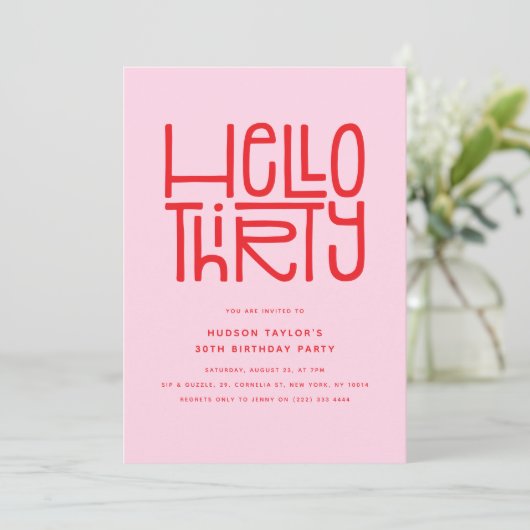 HELLO THIRTY Modern 30th Birthday Kaart (Staand voorkant)