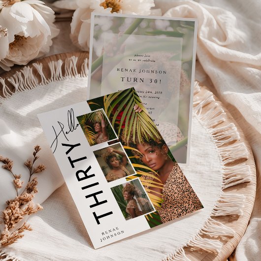 Hello THIRTY' Modern Photo Collage 30th Birthday Kaart