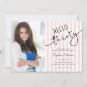 Hello Thirty Modern Script Photo 30th Birthday Kaart (Voorkant)