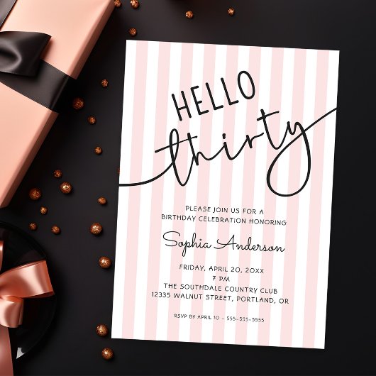 Hello Thirty Modern Script Simple 30th Birthday Kaart