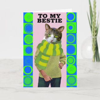 HELLO TO BEST FRIEND FUNNY CAT GREETING CARD KAART