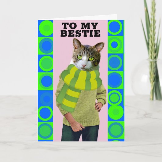 HELLO TO BEST FRIEND FUNNY CAT GREETING CARD KAART (Voorkant)