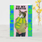 HELLO TO BEST FRIEND FUNNY CAT GREETING CARD KAART (Gele Bloem)