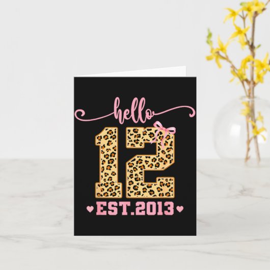 Hello Twelve Est 2013 12th Birthday Coquette Bow L Kaart (Gele Bloem)