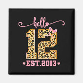 Hello Twelve Est 2013 12th Birthday Coquette Bow L Magneet (Voorkant)