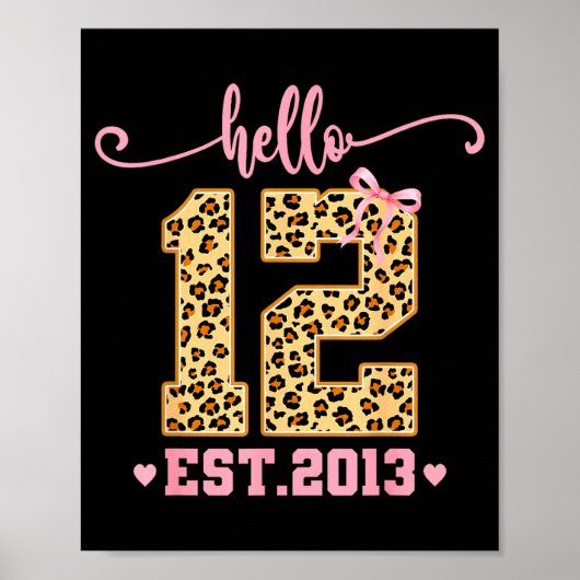 Hello Twelve Est 2013 12th Birthday Coquette Bow L Poster (Voorkant)