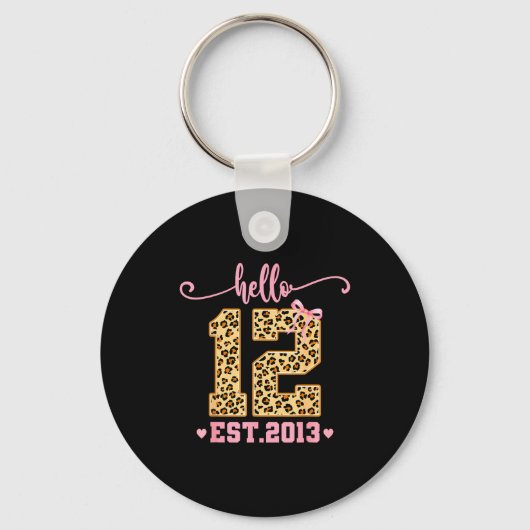 Hello Twelve Est 2013 12th Birthday Coquette Bow L Sleutelhanger (Voorkant)