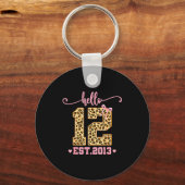 Hello Twelve Est 2013 12th Birthday Coquette Bow L Sleutelhanger (Voorkant)