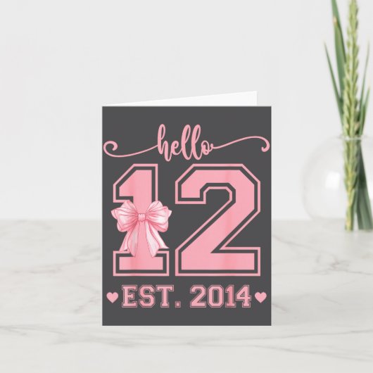 Hello Twelve Est 2014 12th Birthday Coquette 12 Ye Kaart (Voorkant)