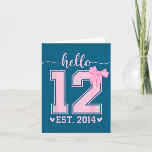 Hello Twelve Est 2014 12th Birthday Coquette 12 Ye Kaart (Voorkant)