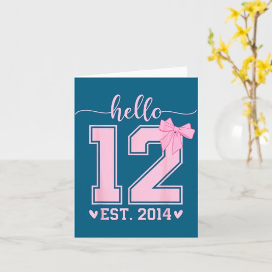 Hello Twelve Est 2014 12th Birthday Coquette 12 Ye Kaart (Gele Bloem)