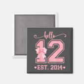 Hello Twelve Est 2014 12th Birthday Coquette 12 Ye Magneet (Voorkant / Achterkant)
