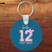 Hello Twelve Est 2014 12th Birthday Coquette 12 Ye Sleutelhanger (Voorkant)