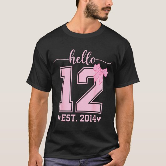 Hello Twelve Est 2014 12th Birthday Coquette 12 Ye T-shirt (Voorkant)