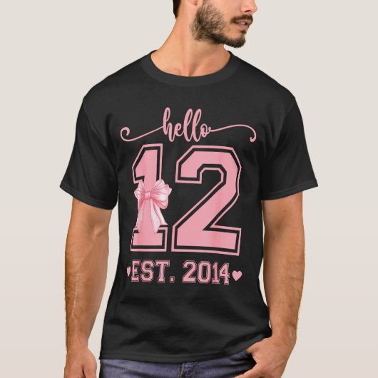 Hello Twelve Est 2014 12th Birthday Coquette 12 Ye T-shirt (Voorkant)