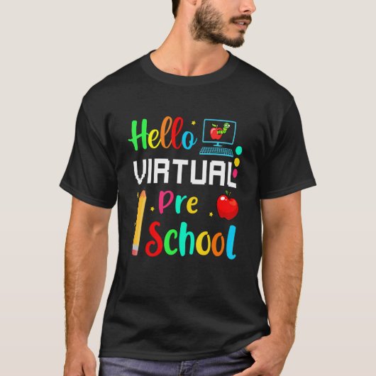 Hello Virtual Preschool Back To School Online Teac T-shirt (Voorkant)